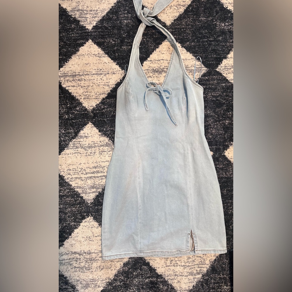 GB Dillards Brand - Denim Body Con halter neck dress